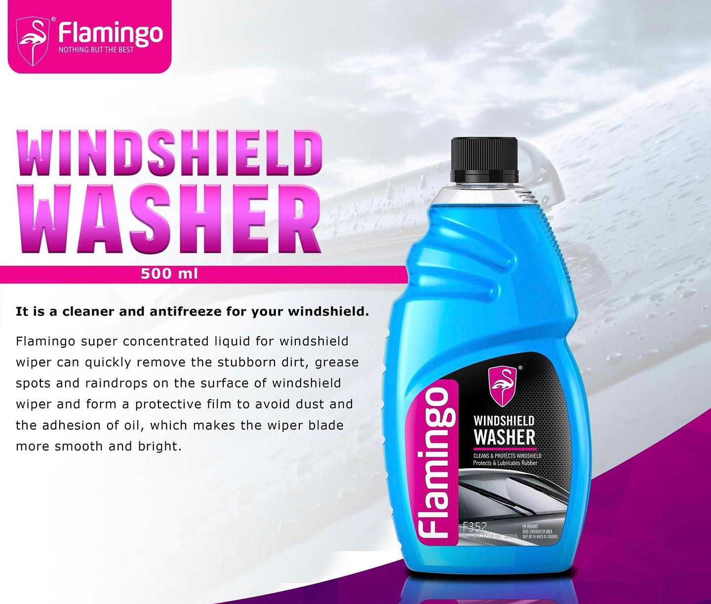 Flamingo Wind Shield Washer – Powerful Multi-Purpose Vehicle Shampoo & Cleaner